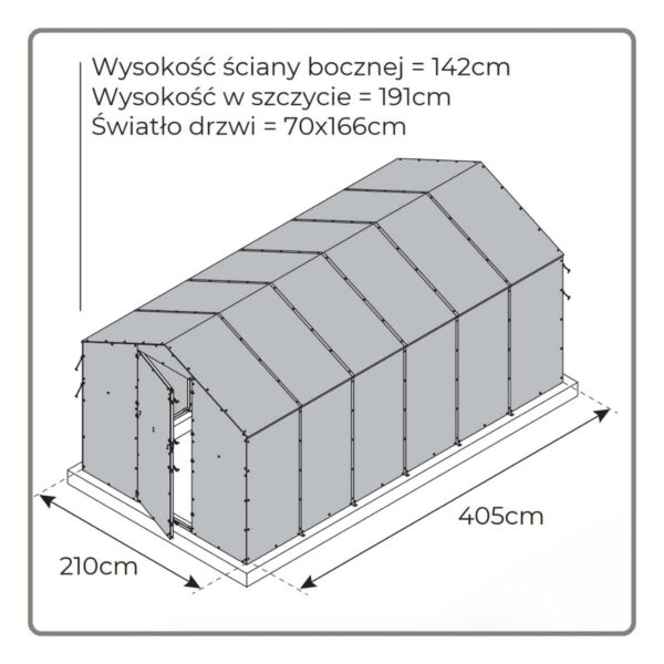 Szklarnia-Ogrodowa-Pomidor-Premium-poliweglan-210x405 wymiary