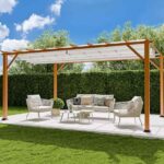 Pergola ogrodowa 3,5x5m Paragon Outdoor jasny brąz biały dach