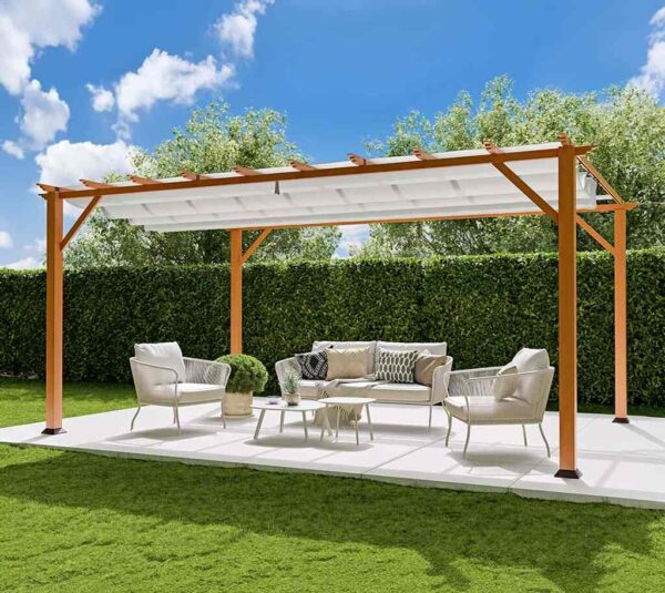 Jasnobrązowa pergola ogrodowa 3,5x5m