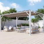 Pergola ogrodowa 3,5x5 m Paragon Outdoor biała brązowy dach
