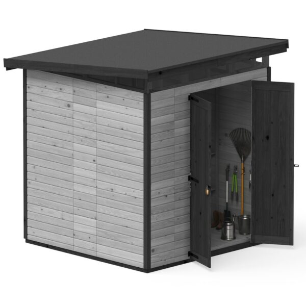 narzedziownia 2x2 szara otwarte drzwi plus wnętrze