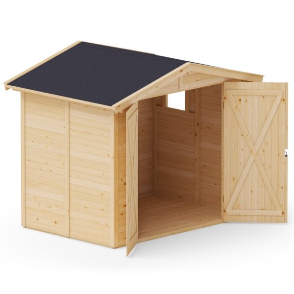 narzedziownia-upyard-17x24-m-naturalna-bez-impregnacji otwarta szopka