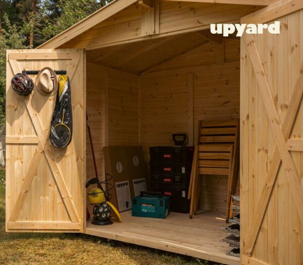 narzedziownia-upyard-17x24-m-naturalna-bez-impregnacji otwarte drzwi