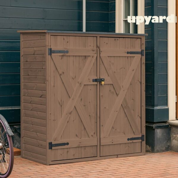 domek-narzedziowy-upyard-15x07-upyard-brazowy piekna szopka