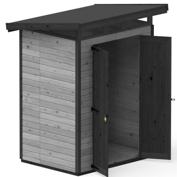 domek narzędziowy upyard 1,6x1,3 m szary grafika otwarta