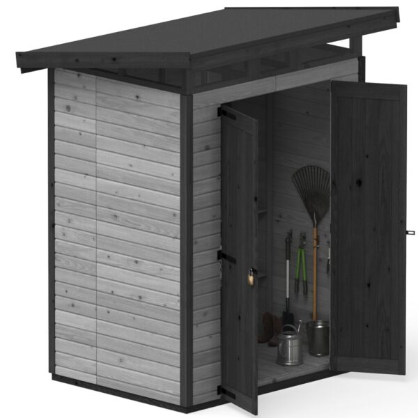 domek narzędziowy upyard 1,6x1,3 m szary wnętrze