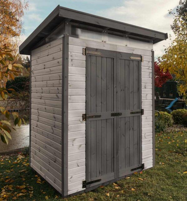 domek narzędziowy upyard 1,6x1,3 m szary zamknięty domek