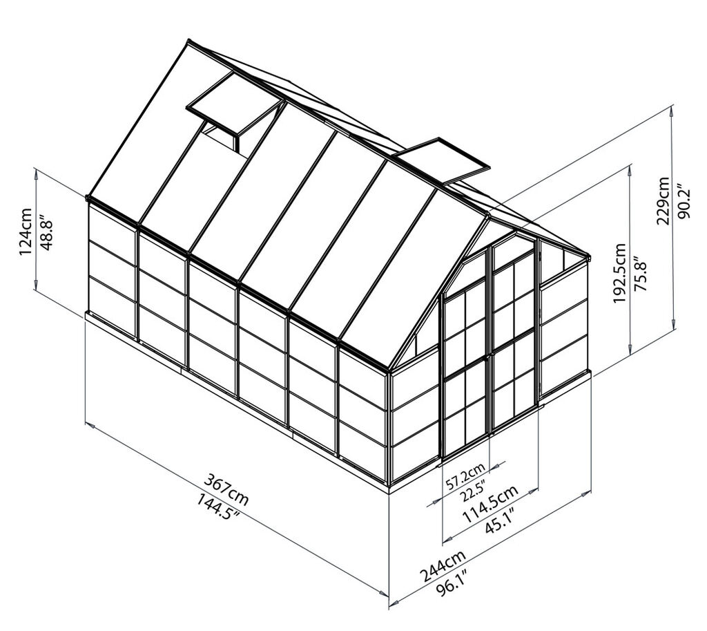Szklarnia-poliweglanowa-Balance-2-44-x-3-67-m-Palram aluminiowa (7) Szklarnia-poliweglanowa-Balance-2-44-x-3-67-m-Palram aluminiowa wymiary
