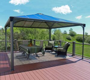 Nowoczesna-altana-metalowa-Palermo-4-3-x-4-3-m-Palram-Canopia-Heat-Block-antracyt zdjęcie główne