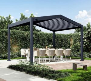 ST09990_Paragon_outdoor-pergola-ogrodowa-z-lamelami-aluminium-3x4-m na tarasie