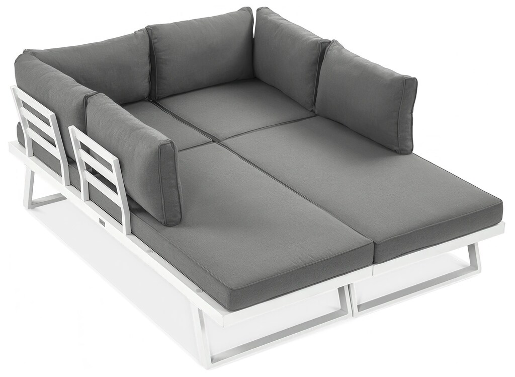 narożnik ogrodowy modułowy aluminiowy biały szary premium duza lezanka