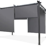Pergola ogrodowa 3x4 m szara stalowa przesuwny dach + rolety