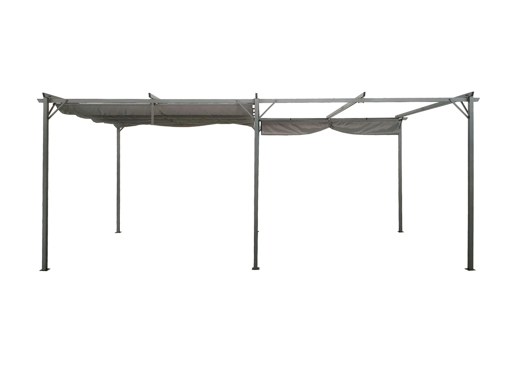 pergola tarasowa 3 x 6 m pergola ogrodowa sprint szara przesuwny dach otwarta jedna czesc