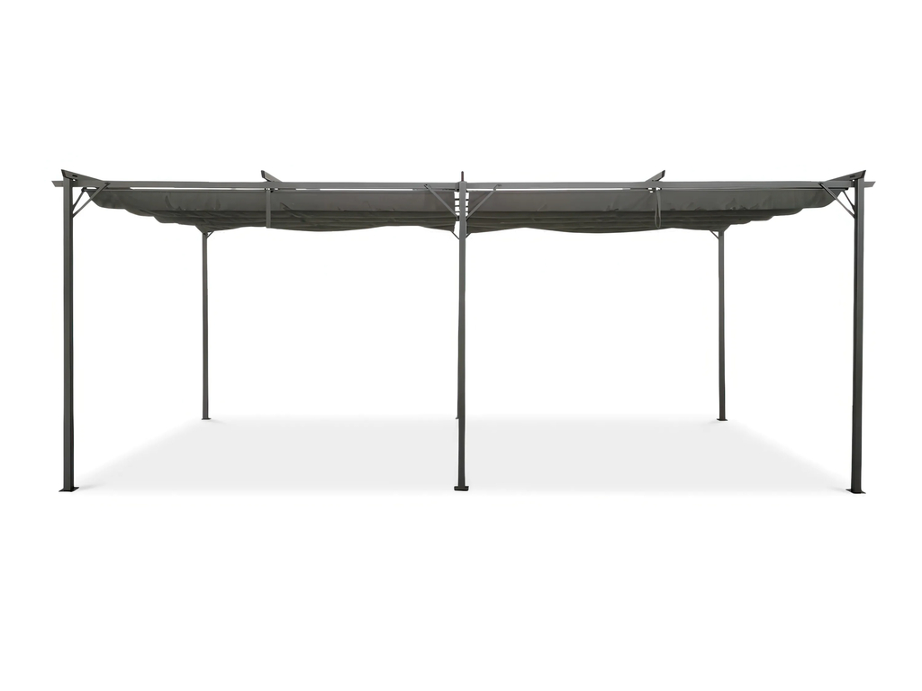 pergola tarasowa 3 x 6 m pergola ogrodowa sprint szara przesuwny dach zasunięty caly dach