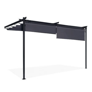 pergola_tarasowa_4 x 2,7 m szara pergola ogrodowa z roletami zdjęcie główne
