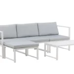 Narożnik ogrodowy ze stolikiem biały aluminium Salvador
